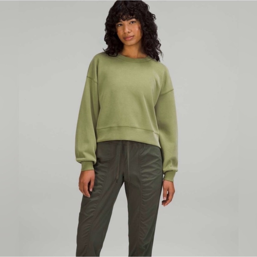 Lululemon Perfectly Oversized Cropped Crew *Softstreme™ Green Twill Size 8